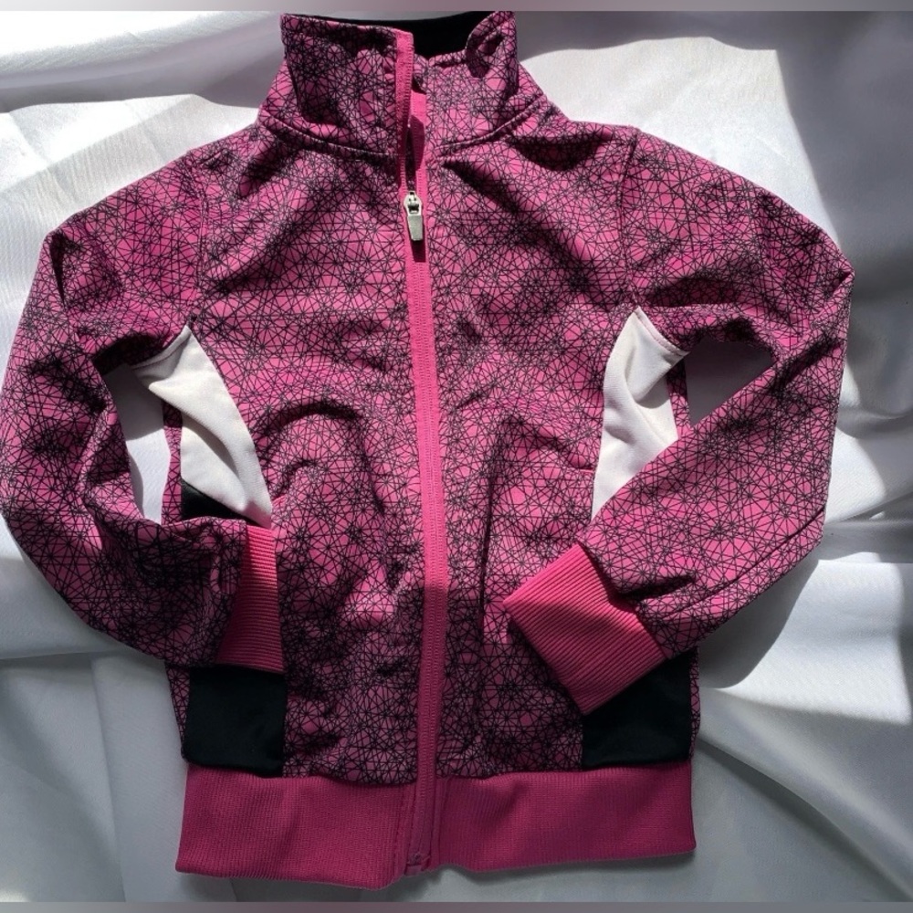 Cheetah Pink Geometric Zip-Up Track Jacket 2 Pockets Full Zipper Girl’s sizes 4